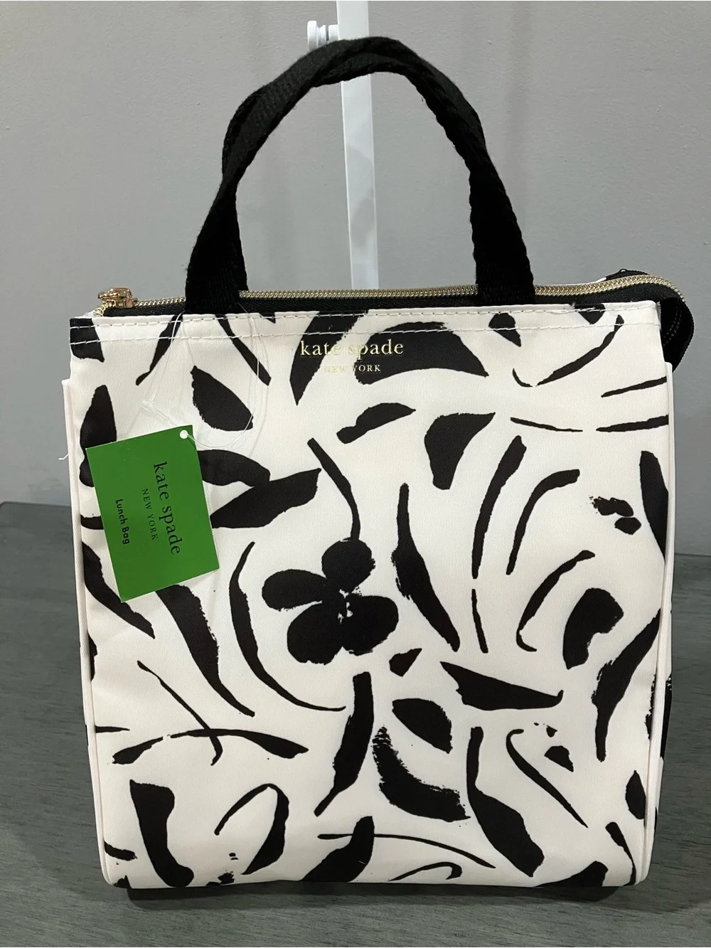 Kate Spade Black and White Abstract Floral Tote